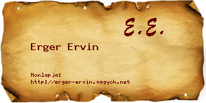 Erger Ervin névjegykártya
